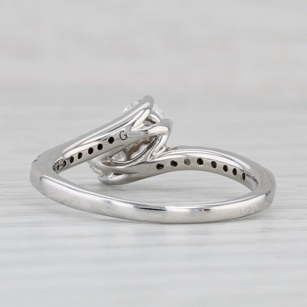 0.72ctw Anillo Bypass de 2 Diamantes Aniversario de Compromiso en Oro Blanco de 14k Talla 7.5 Corte redondo en venta