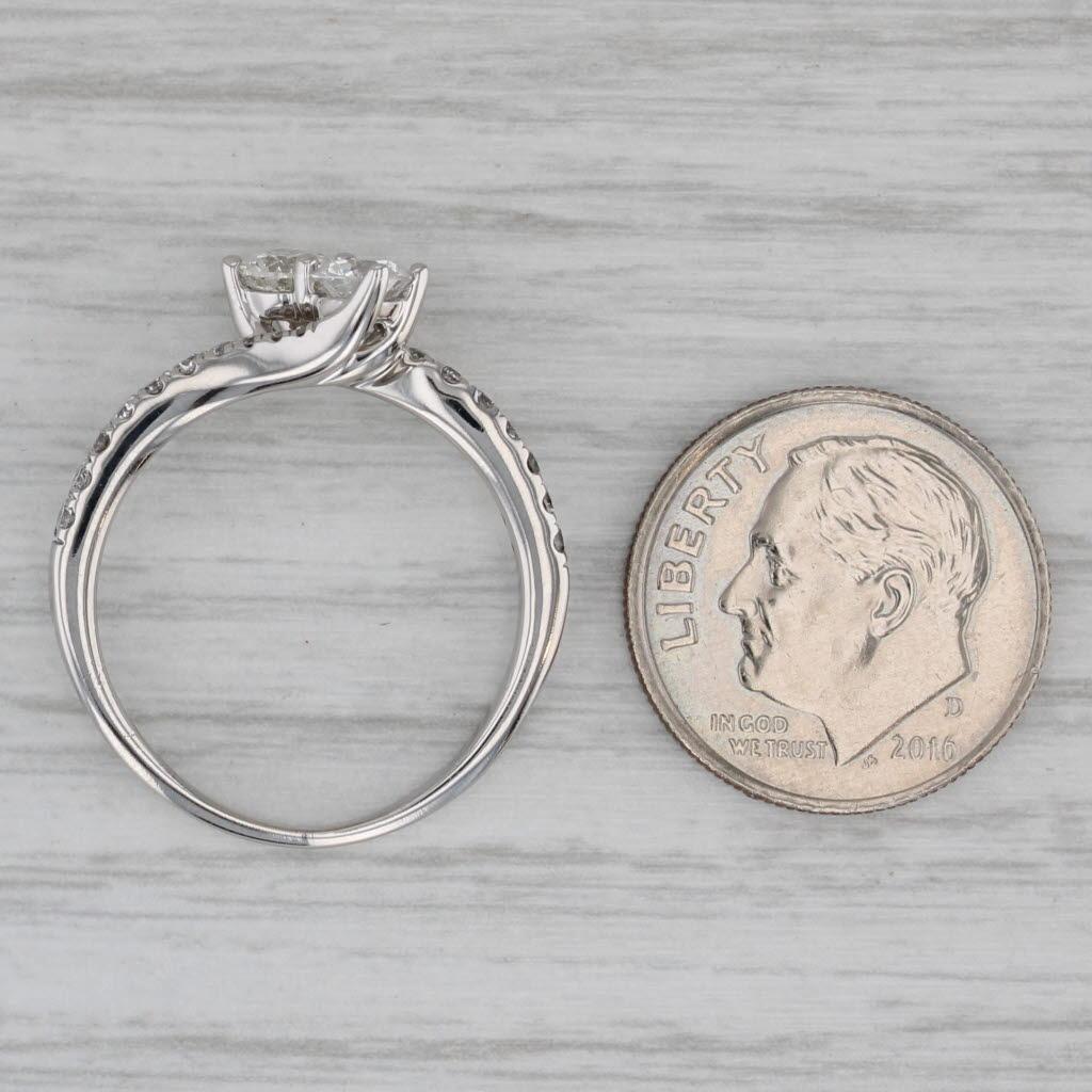 0.72ctw Anillo Bypass de 2 Diamantes Aniversario de Compromiso en Oro Blanco de 14k Talla 7.5 en venta 2