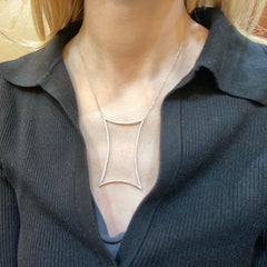 0.72ctw "Big Love" Round Diamond Curved Rectangular Pendant in 18KT White Gold