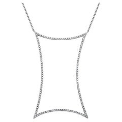 Colgante rectangular curvo con diamante redondo "Big Love" de 0,72 ct de oro blanco de 18 quilates