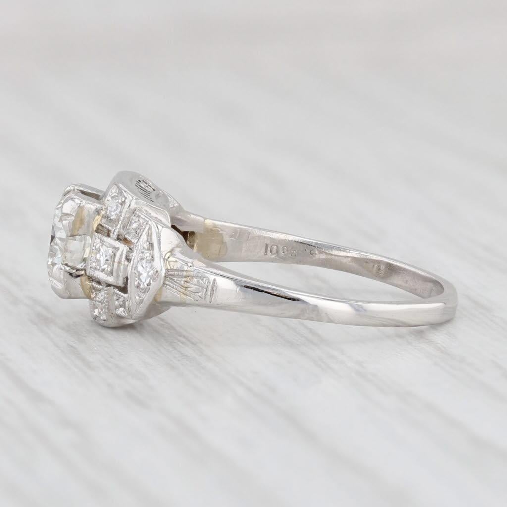 Round Cut 0.72ctw Diamond Art Deco Engagement Ring 900 Platinum Size 5.75 Round Center For Sale