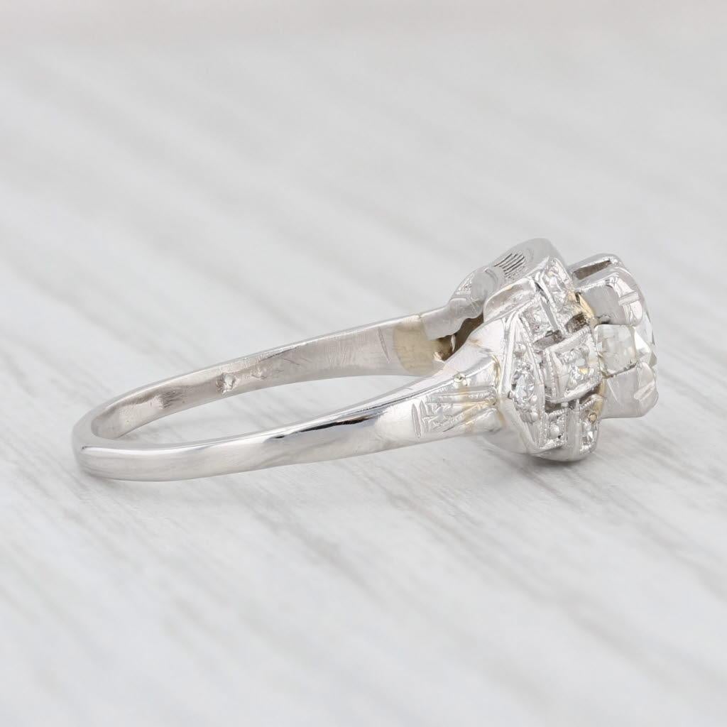 Women's 0.72ctw Diamond Art Deco Engagement Ring 900 Platinum Size 5.75 Round Center
