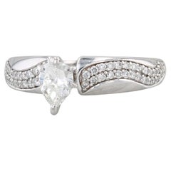 0.72ctw Pear Diamond Engagement Ring 14k White Gold Size 9 Pave Accents