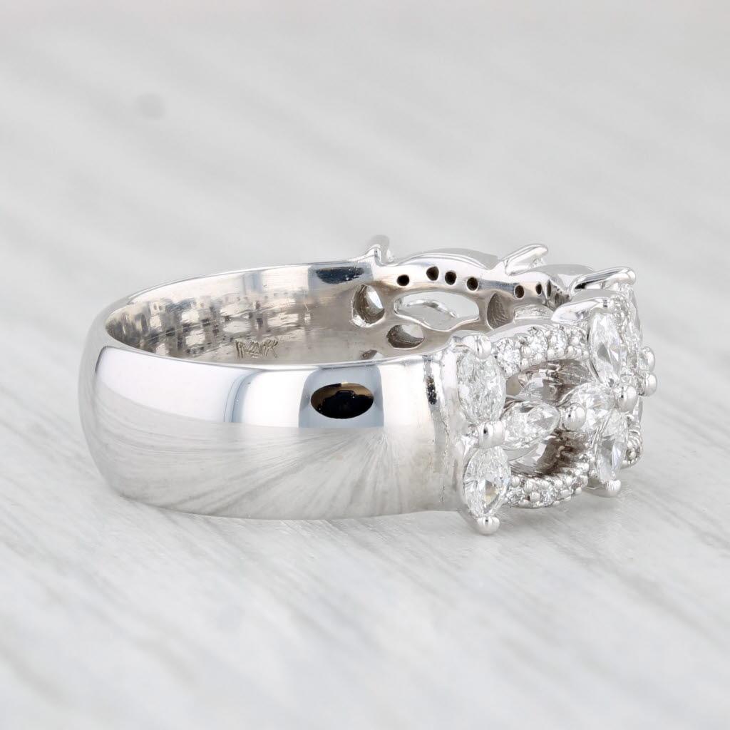 Gemstone Information:
- Natural Diamonds -
Total Carats - 0.72ctw
Cut - Round & Marquise Brilliant
Color - G - I
Clarity - VS2

Metal: 14k White Gold Shank, 18k White Gold Top 
Weight: 6.3 Grams 
Stamps: 14k, 18k
Face Height: 7.5 mm 
Rise Above