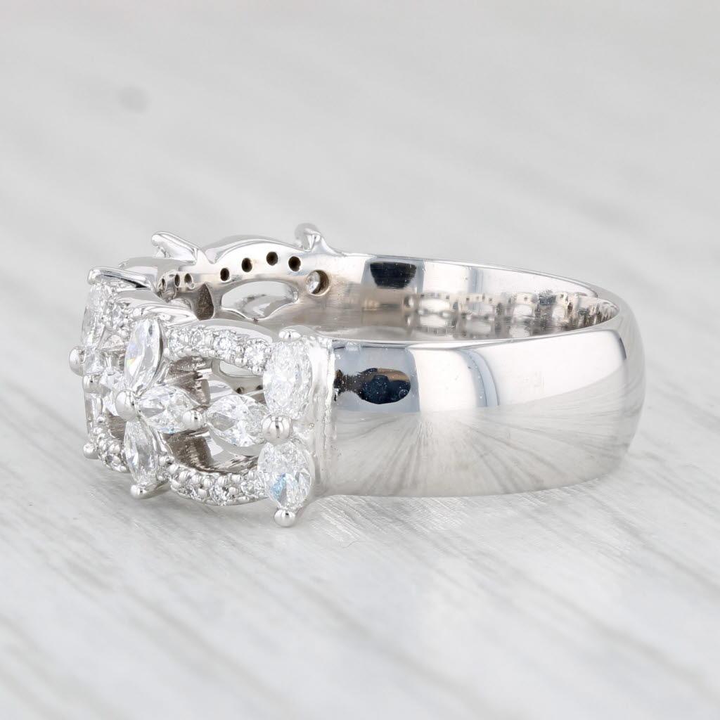 Marquise Cut 0.72ctw Pierced Diamond Ring 14k 18k White Gold Size 6.75 Band