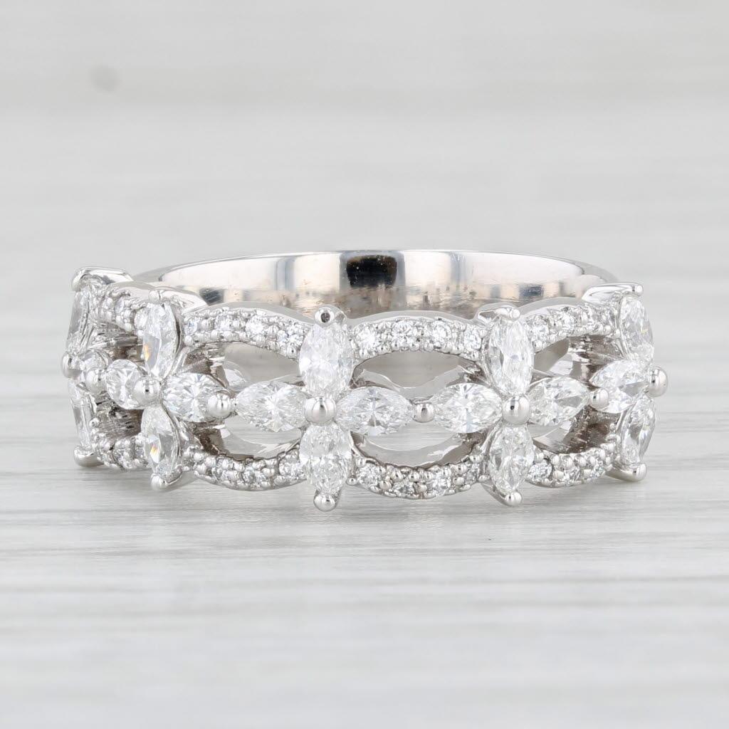 Women's or Men's 0.72ctw Pierced Diamond Ring 14k 18k White Gold Size 6.75 Band