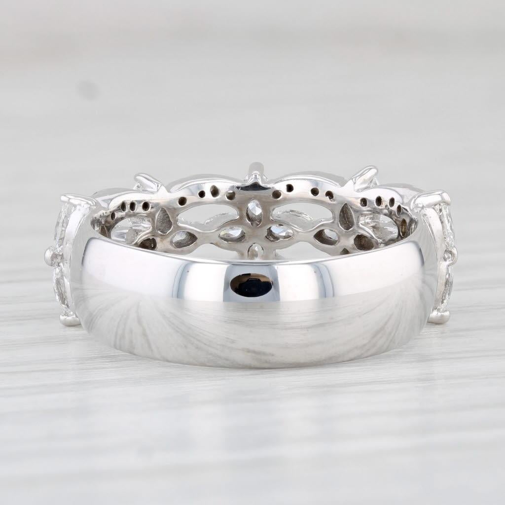 0.72ctw Pierced Diamond Ring 14k 18k White Gold Size 6.75 Band 1