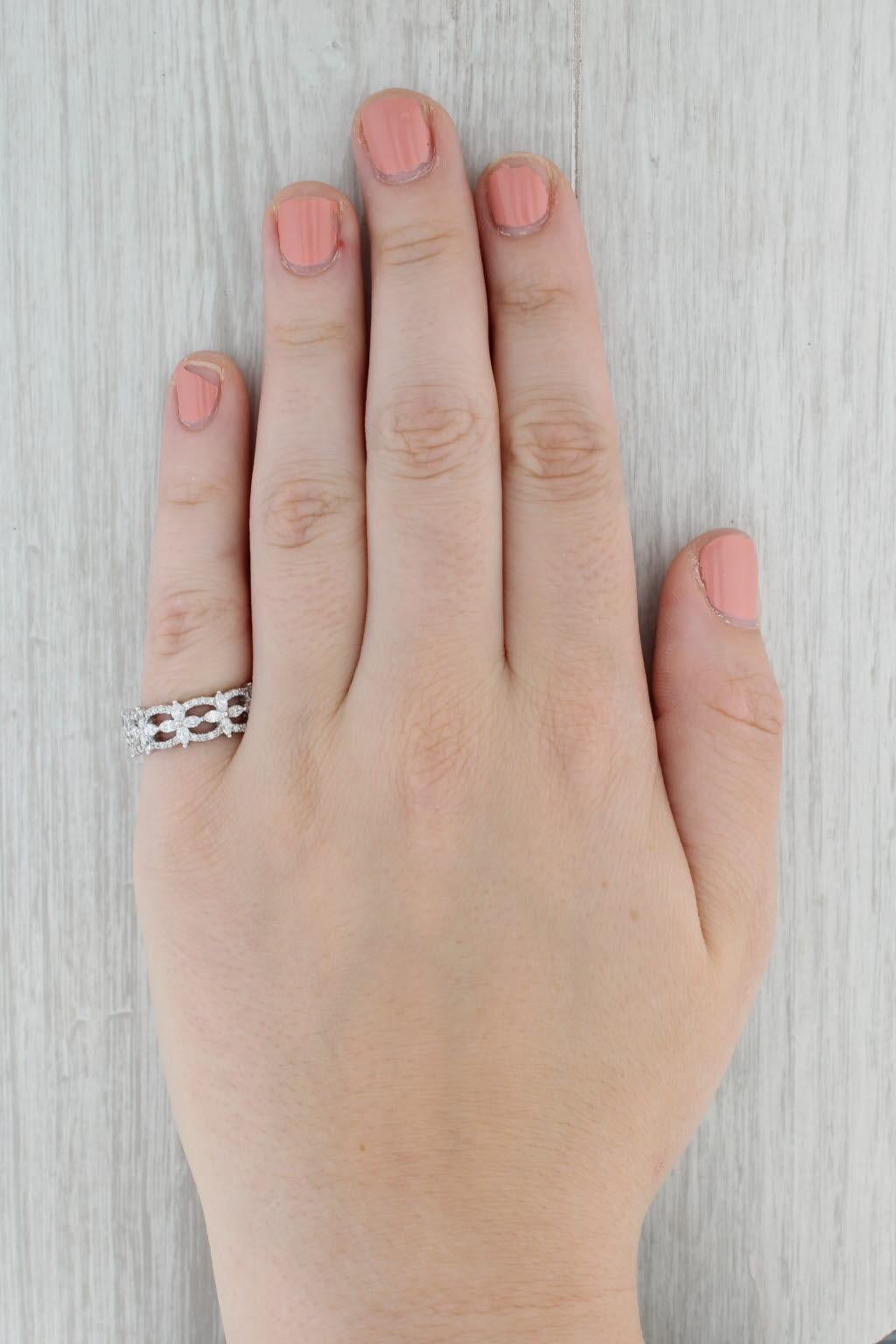 0.72ctw Pierced Diamond Ring 14k 18k White Gold Size 6.75 Band 4