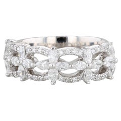 0.72ctw Pierced Diamond Ring 14k 18k White Gold Size 6.75 Band