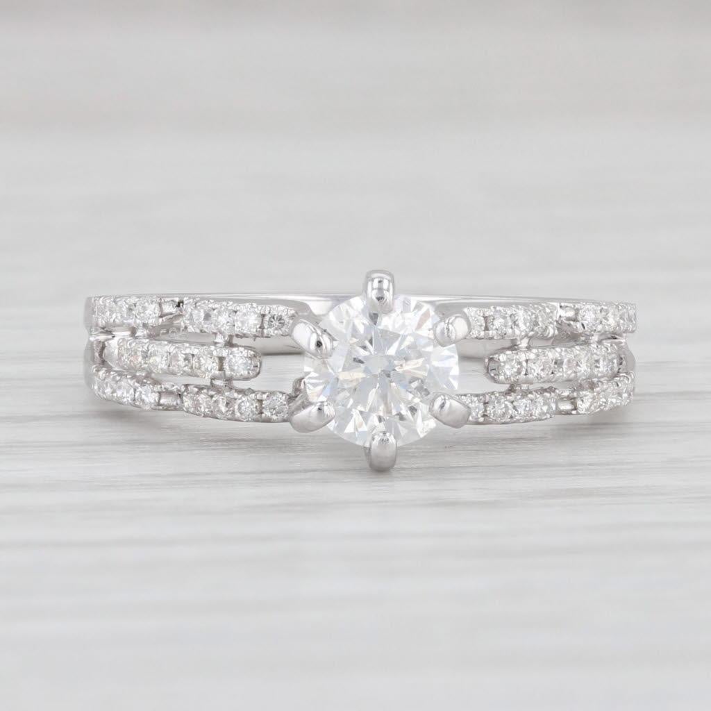 0,72ctw Runde Diamant Verlobungsring 14k Weißgold Einzigartige Band Größe 6,75 (Rundschliff) im Angebot