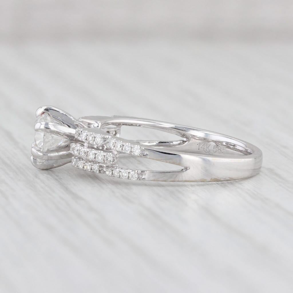0,72ctw Runde Diamant Verlobungsring 14k Weißgold Einzigartige Band Größe 6,75 im Zustand „Gut“ im Angebot in McLeansville, NC