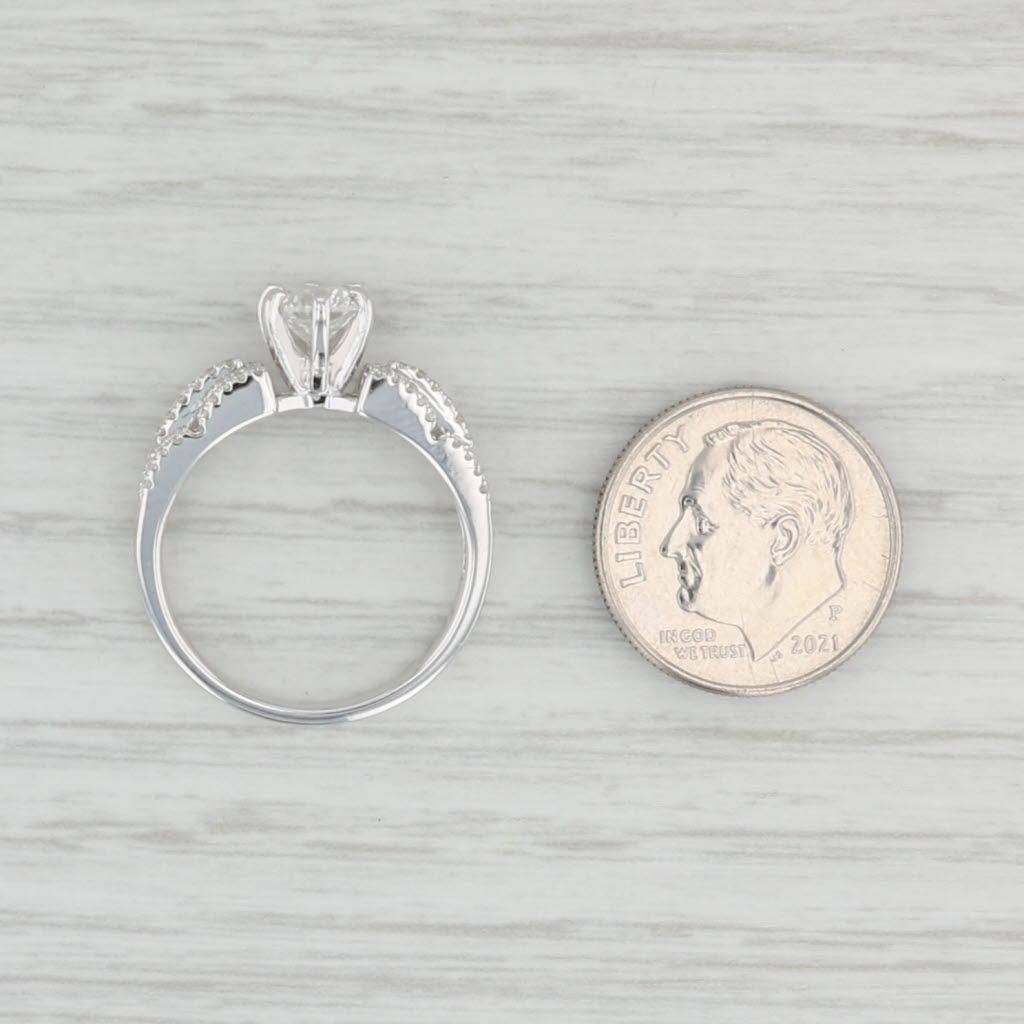 0,72ctw Runde Diamant Verlobungsring 14k Weißgold Einzigartige Band Größe 6,75 im Angebot 1