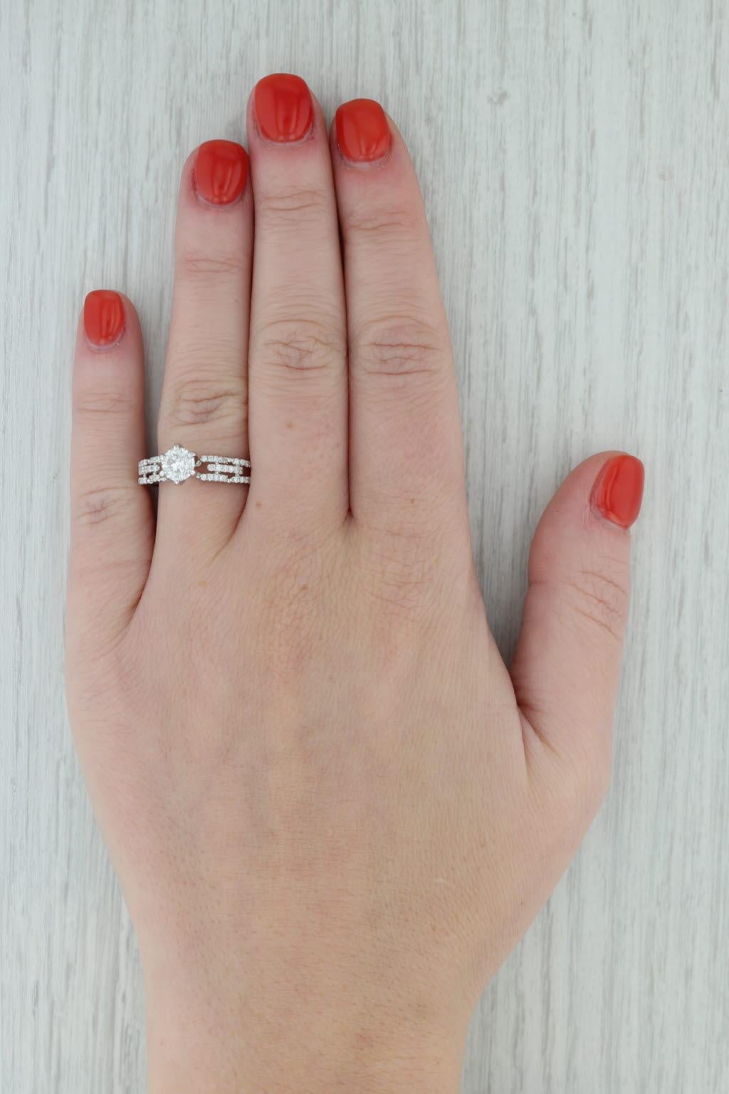0,72ctw Runde Diamant Verlobungsring 14k Weißgold Einzigartige Band Größe 6,75 im Angebot 3
