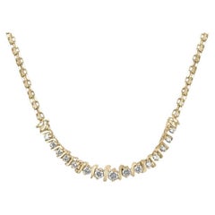 Collana con diamanti da 0,72tcw 14K - Catena d'oro giallo a taglio rotondo con castoni
