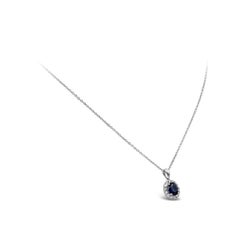 Roman Malakov Diamonds - Collana con zaffiro blu taglio ovale e diamanti a raggiera da 0,73 carati