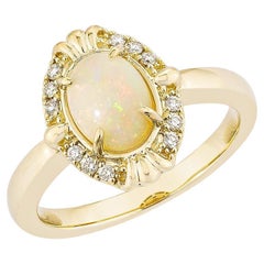 Sunita Nahata 0,73 Karat äthiopischer Opal Fancy Ring in 14KYG mit weißem Diamant.