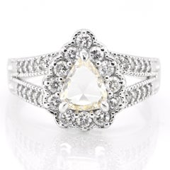0.73 Carat Natural Rose Cut Diamond Ring Set in Platinum