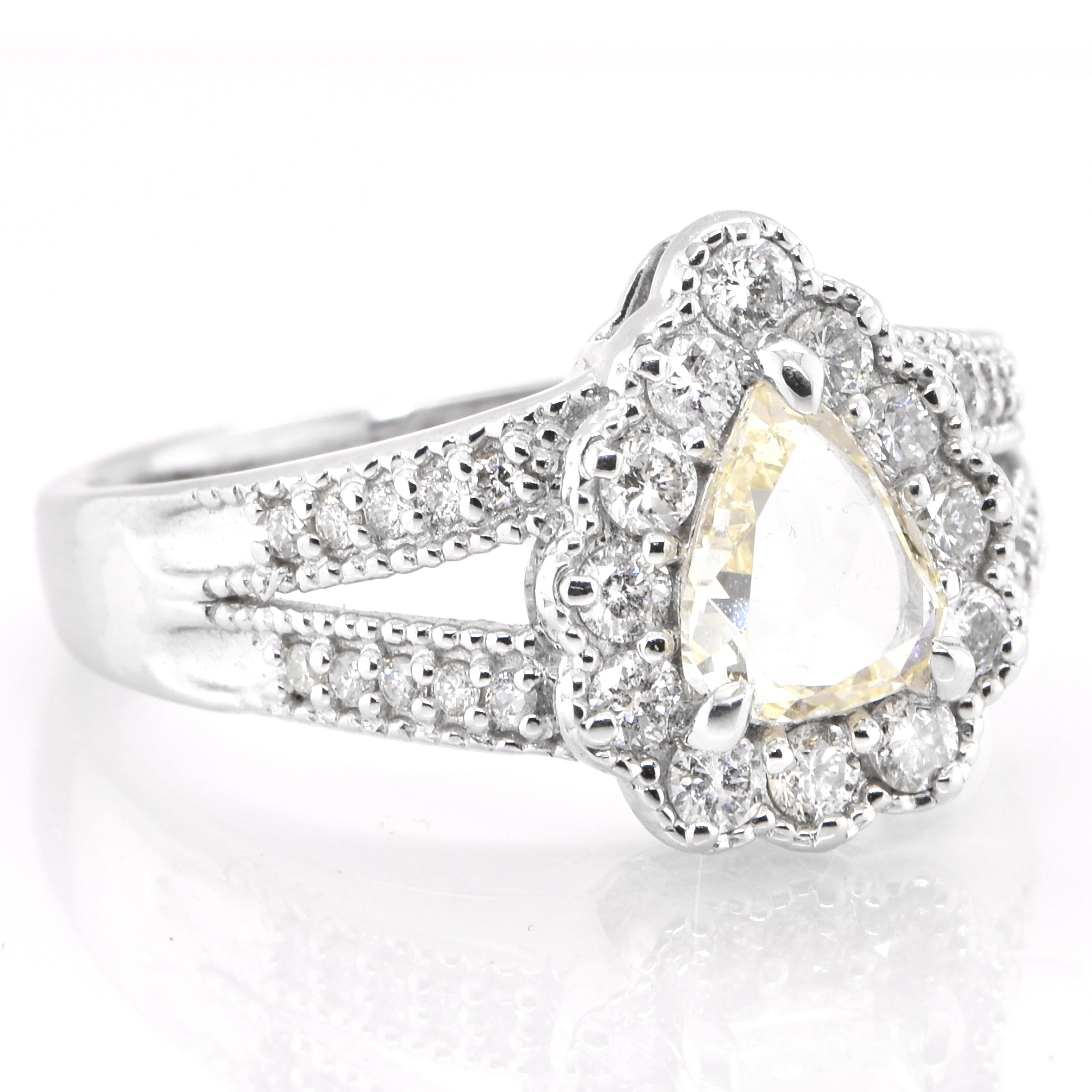 Modern 0.73 Carat Natural Rose Cut Diamond Ring Set in Platinum For Sale
