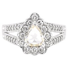 0.73 Carat Natural Rose Cut Diamond Ring Set in Platinum