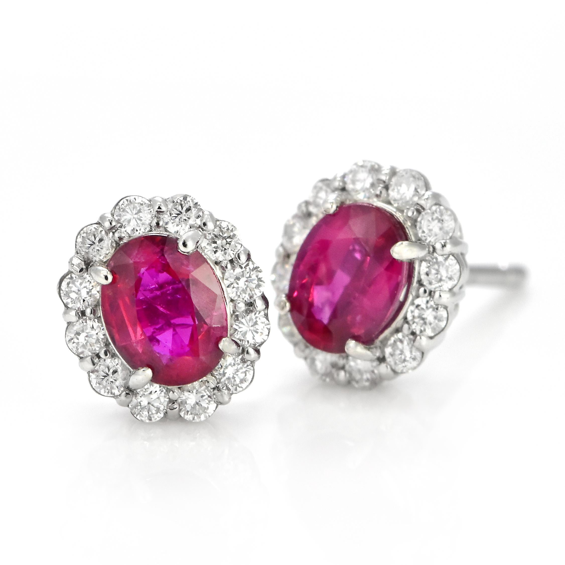 A gorgeous pair of Rubies weighing a total of 0.73 Carats - untreated, natural. The diamonds are a further 0.22 Carats. Rubies are referred to as 