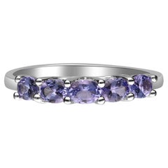 Used 0.73 Carat Oval Cut Tanzanite 925 Sterling Silver Ring