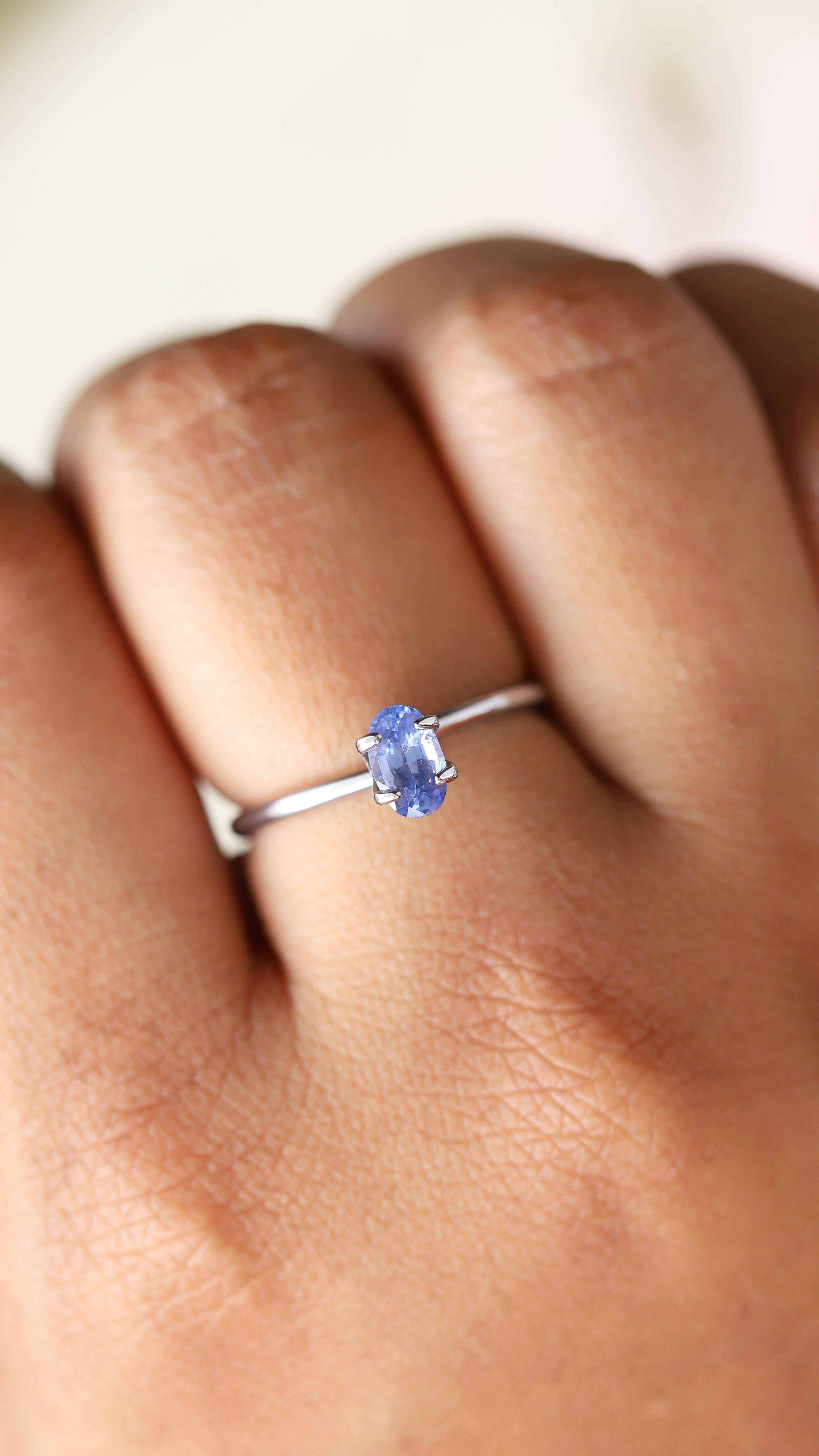 Women's 0.73 Carat Petite Natural Unheated Blue Sapphire Loose Gemstone from Sri Lanka