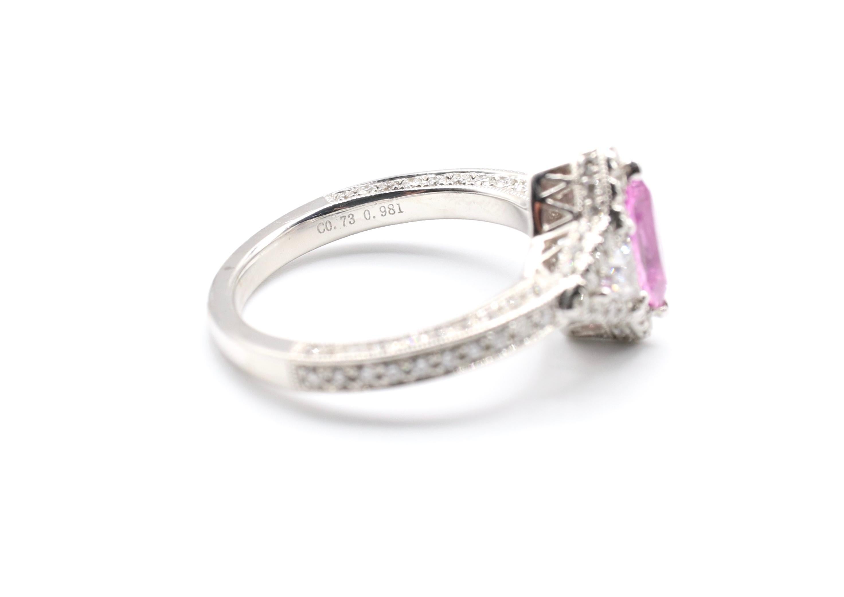 Marquise Cut 0.73 Carat Pink Sapphire and Pave Diamond White Gold Cocktail Ring