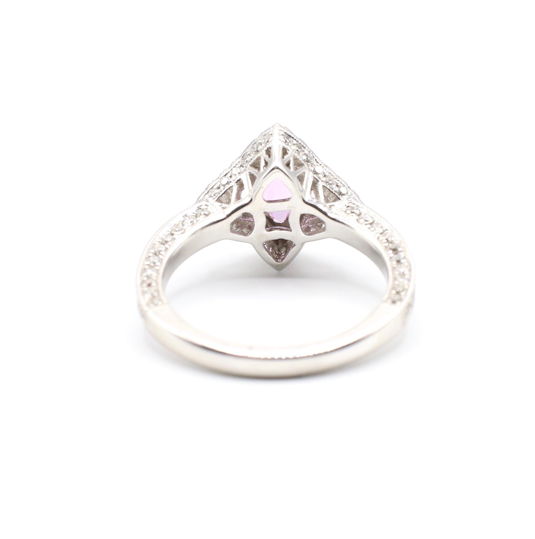 0.73 Carat Pink Sapphire and Pave Diamond White Gold Cocktail Ring In Excellent Condition In  Baltimore, MD