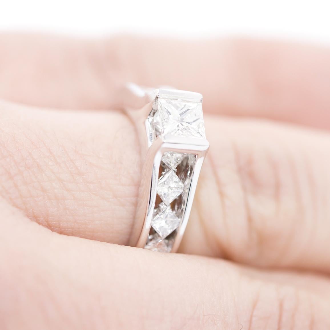 0.73 Carat Princess Cut Diamond Engagement Ring For Sale 1