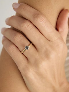 0.73 Carat Round Salt-and-Pepper Diamond Yellow Gold Engagement Ring