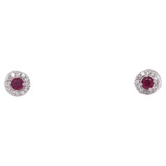 0.73 Carat Ruby Diamond White Gold Earring Studs