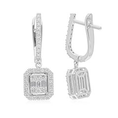 0,73 Karat SI Reinheit HI Farbe Baguette-Diamant-Ohrringe 18 Karat Weißgold