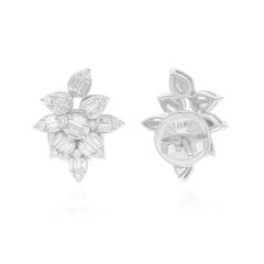 0,73 Carati SI/H Baguette Rotondo Taglio Brilliante Orecchini di diamanti in oro bianco 14k