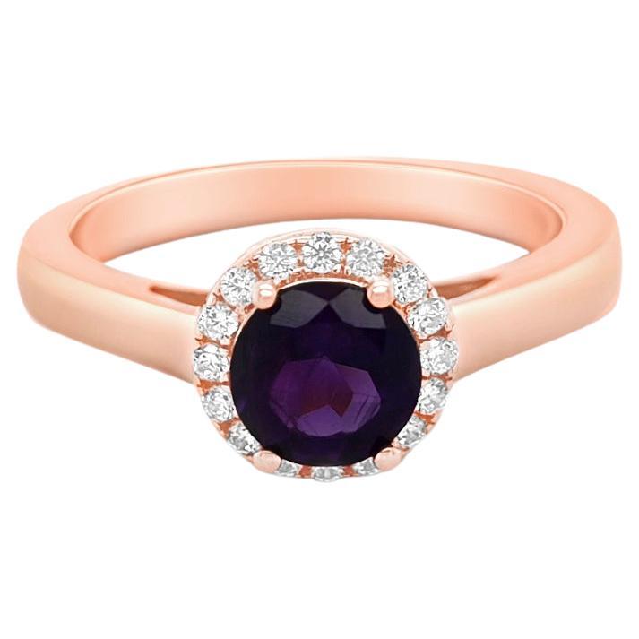 0,73 Karat Amethyst Solitär Ring 925 Sterlingsilber 18K Roségold vergoldeter Ring