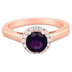 0,73 Karat Amethyst Solitär Ring 925 Sterlingsilber 18K Roségold vergoldeter Ring