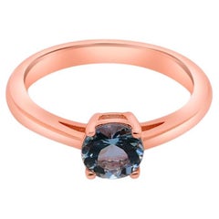 Bague de mariage en argent sterling massif 925 avec aigue-marine de taille ronde