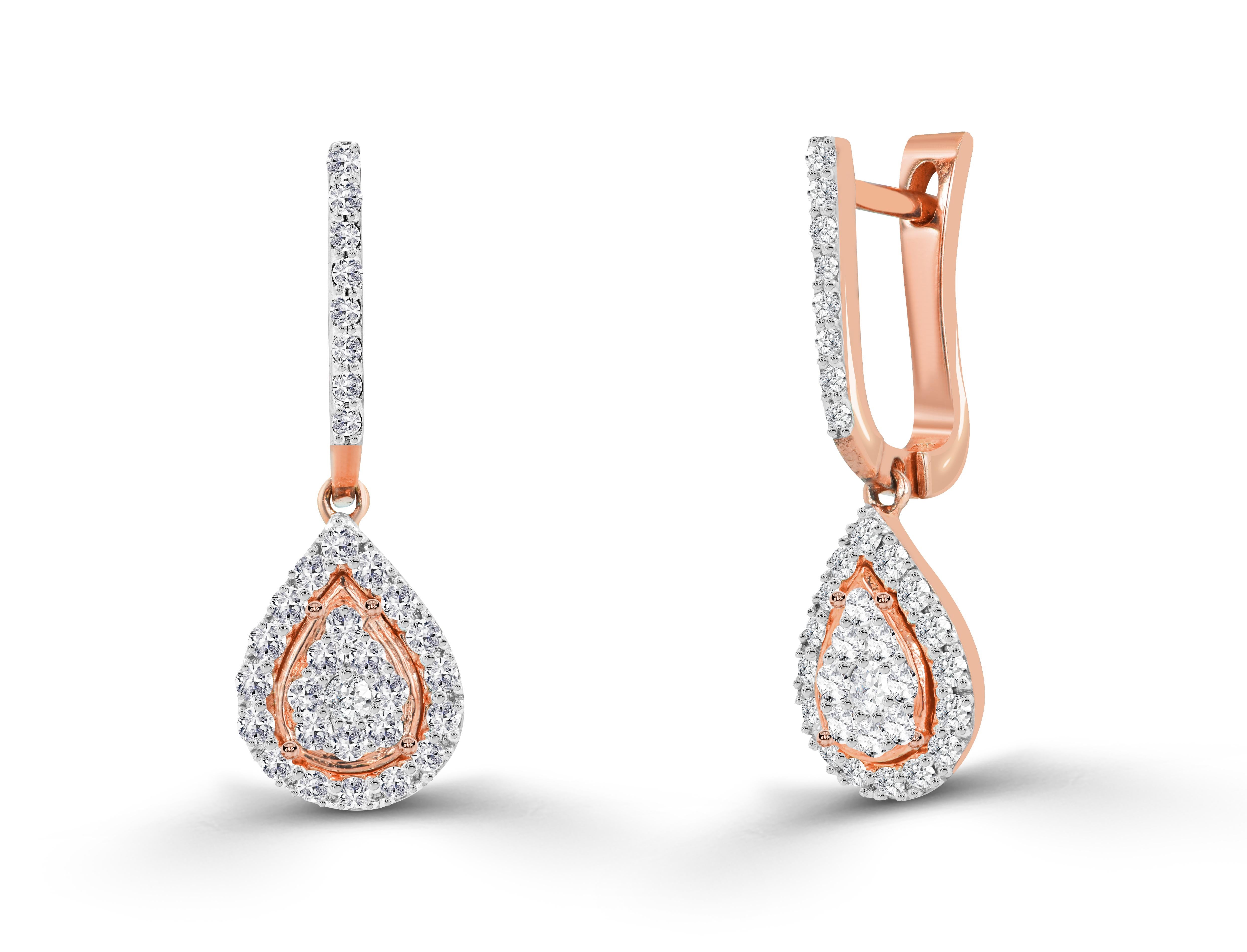0.73 Ct Diamond Pear shaped Drop Earrings in 14K Gold, Round Brilliant cut diamond earrings, Natural Diamond Earrings, Cluster dangle earrings, Heavy End Earrings.

Jewels By Tarry presents to you a beautiful Earring collection with natural diamonds