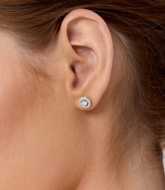 0.73ct Diamond Halo Stud Solid Gold Earrings