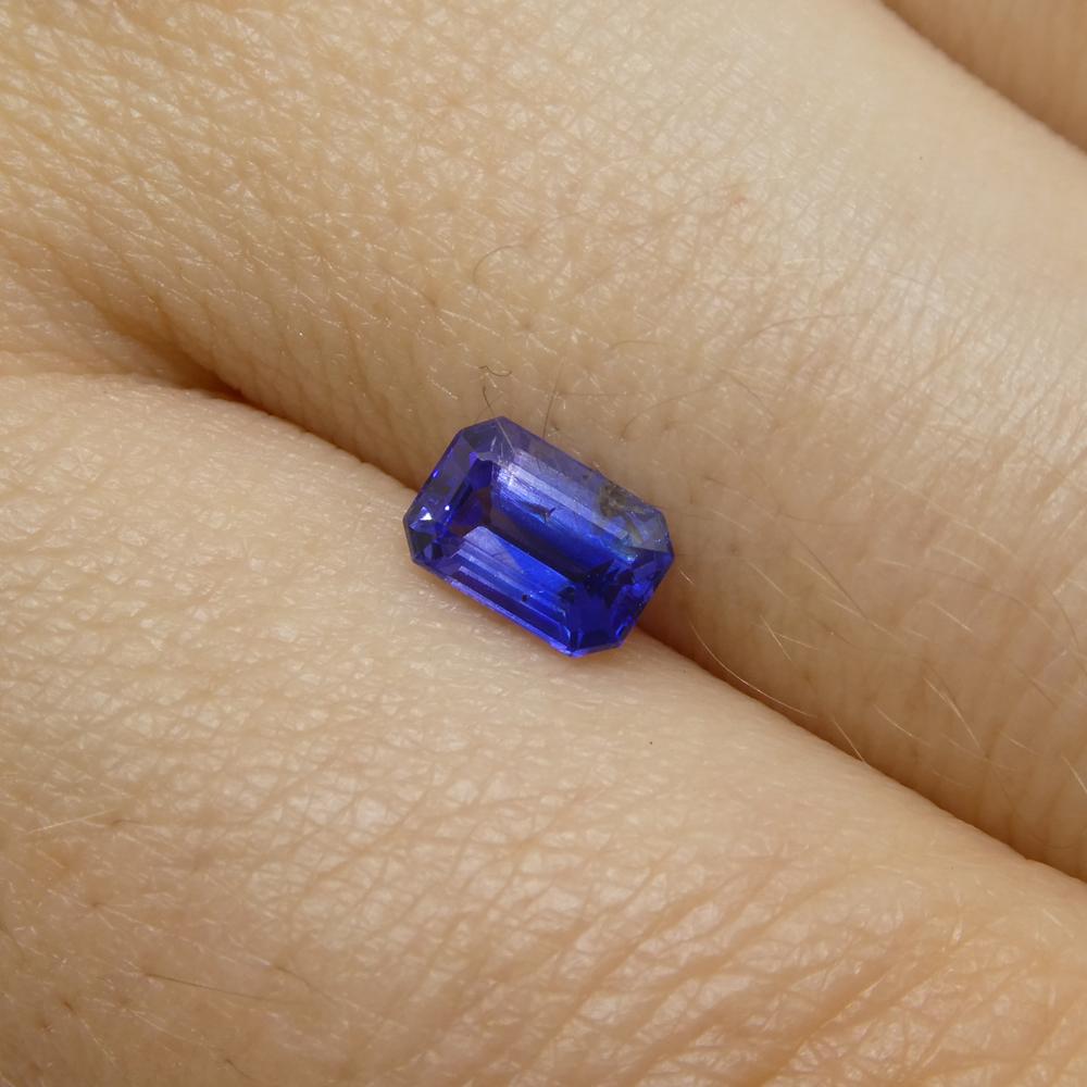 0.73ct Emerald Cut Blue Sapphire from East Africa, Unheated For Sale 6