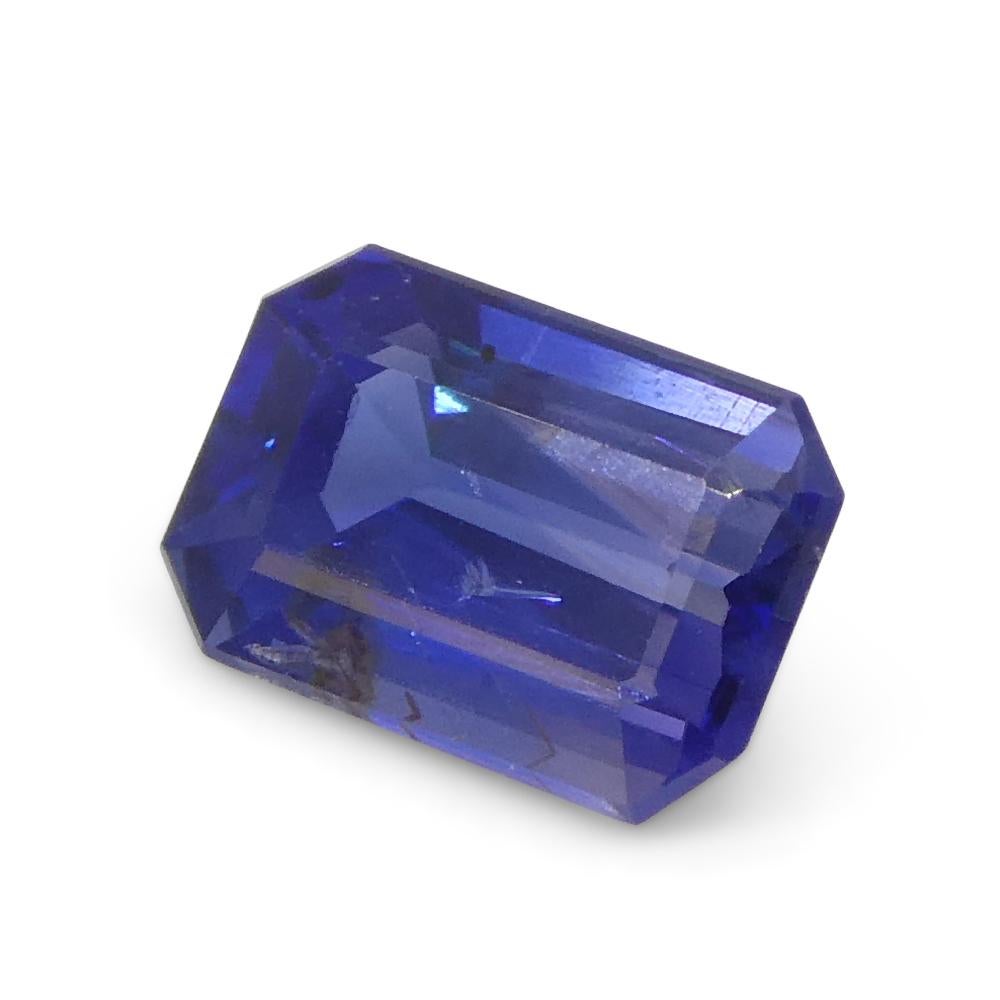0.73ct Emerald Cut Blue Sapphire from East Africa, Unheated For Sale 4