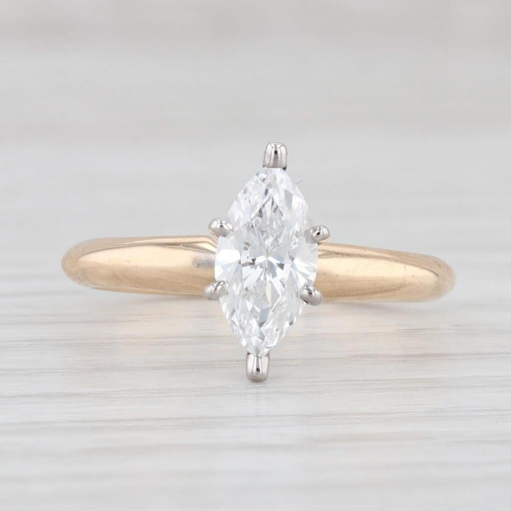 Marquise Cut 0.73ct Marquise Solitaire Engagement Ring 14k Yellow Gold Size 4.5 For Sale