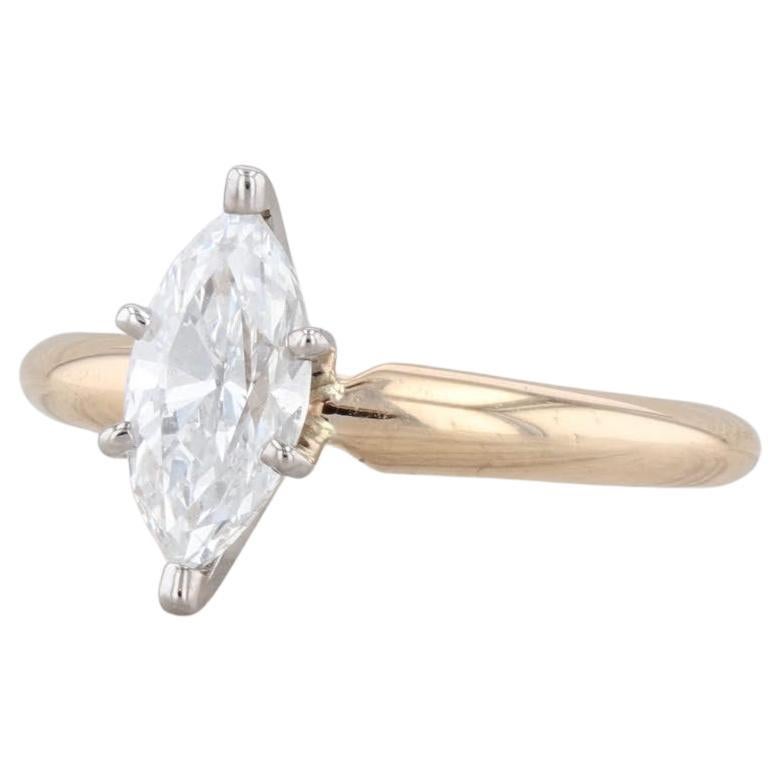 0.73ct Marquise Solitaire Engagement Ring 14k Yellow Gold Size 4.5 For Sale