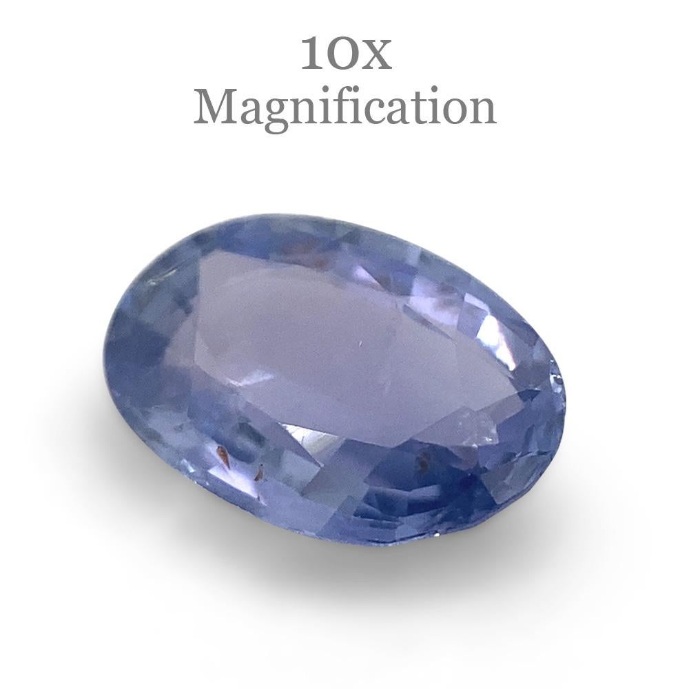 Description:

Gem Type: Sapphire
Number of Stones: 1
Weight: 0.73 cts
Measurements: 7.05 x 4.93 x 2.13 mm
Shape: Oval
Cutting Style Crown: Modified Brilliant Cut
Cutting Style Pavilion: Step Cut
Transparency: Transparent
Clarity: Very Slightly