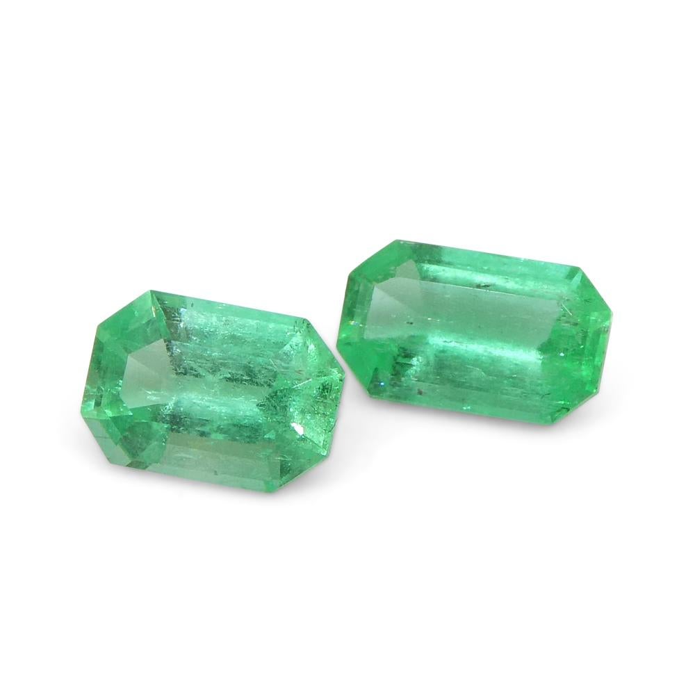 0.73ct Pair Emerald Cut Green Emerald from Colombia For Sale 6