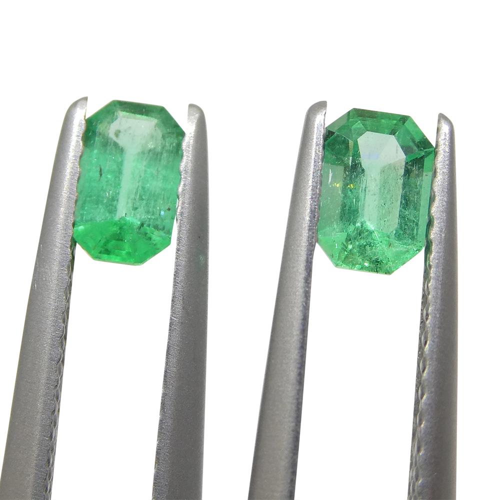 0.73ct Pair Emerald Cut Green Emerald from Colombia For Sale 9