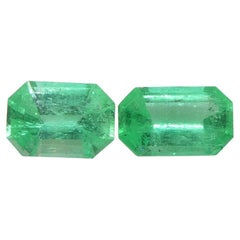 0.73ct Pair Emerald Cut Green Emerald from Colombia