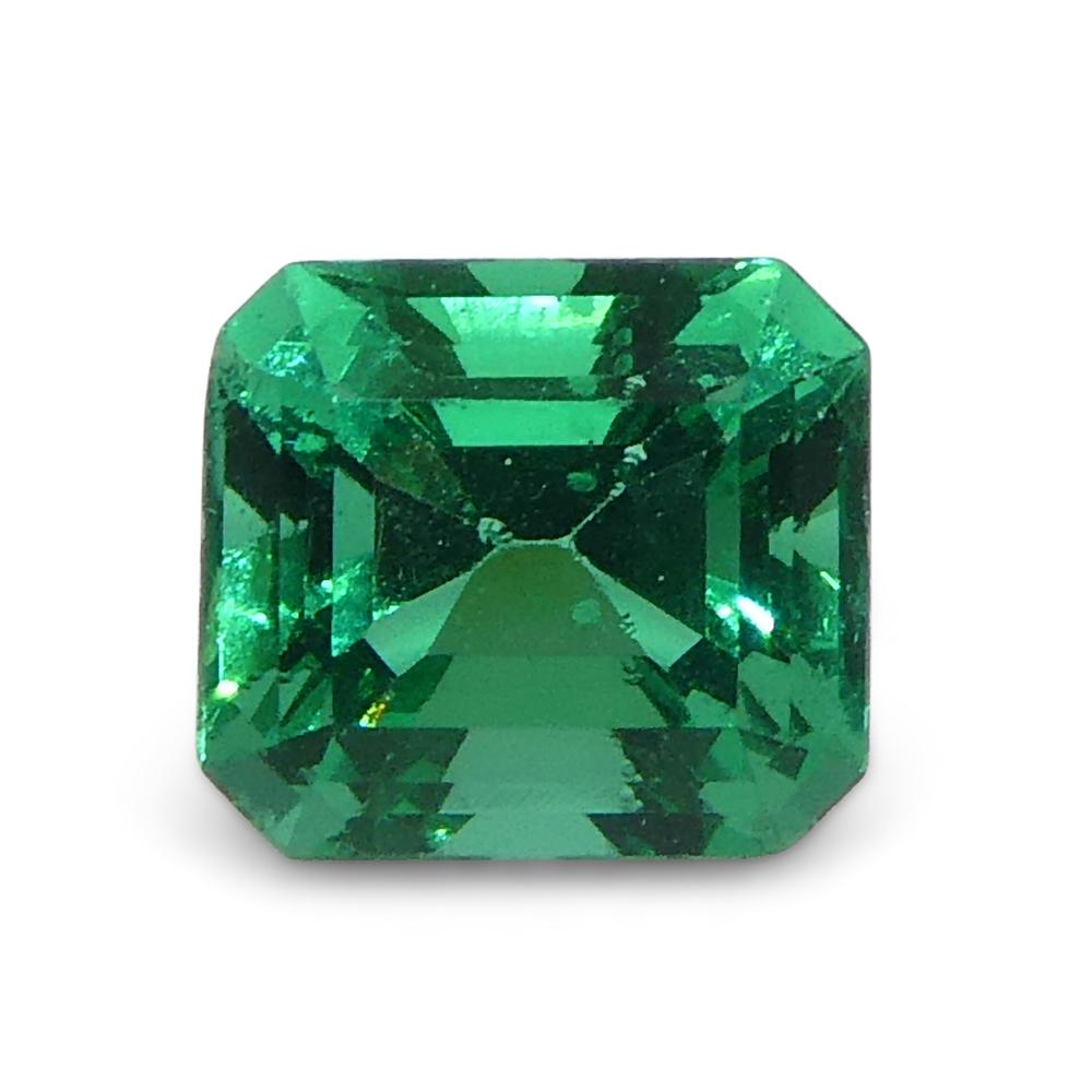 0.73ct Rectangular/Emerald Cut Green Emerald from Colombia In New Condition For Sale In Toronto, Ontario