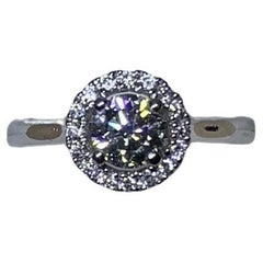 0.73ct Round Brilliant Diamond GIA certif solitaire engagement ring in platinum.