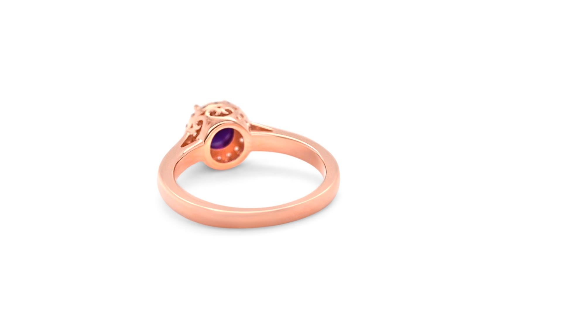 Taille ronde 0.73 Ct Amethyst Solitaire Ring 925 Sterling Silver 18K Rose Gold Plated Ring en vente