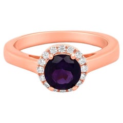 0.73 Ct Amethyst Solitaire Ring 925 Sterling Silver 18K Rose Gold Plated Ring